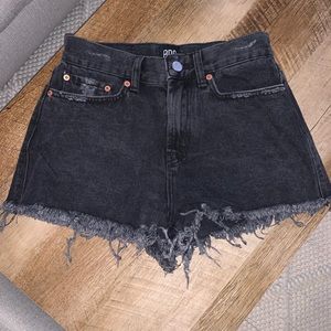 Distressed black shorts